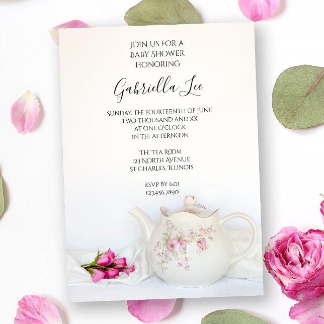 Invitación Tetera con Baby Shower rosa (Subido por el creador)
