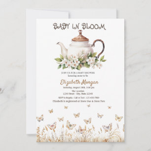Invitación Tetera de Mariposas del Prado para Baby Shower