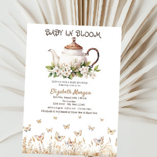 Invitación Tetera de Mariposas del Prado para Baby Shower
