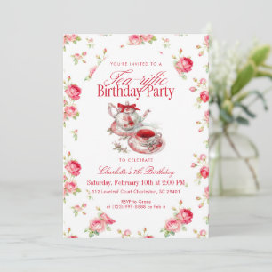 Invitación Tetera floral de acuarela Cumpleaños Fiesta de té