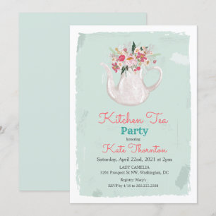 Invitación Tetera floral fiesta de té cocina té
