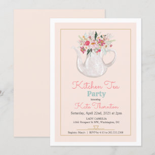 Invitación Tetera floral fiesta de té cocina té