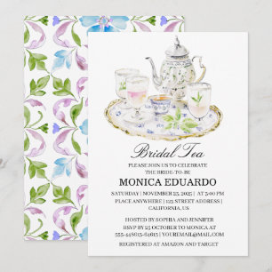 Invitación Tetera marroquí Boho acuarela Ducha de novia