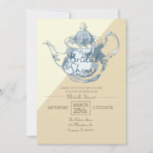 Invitación Tetera Rubor moderna   Fiesta de té con ducha de n