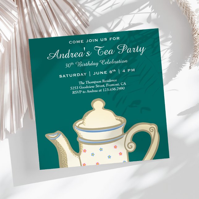 Invitación Tetera Simple y Elegante | Fiesta de Cumpleaños en (Subido por el creador)