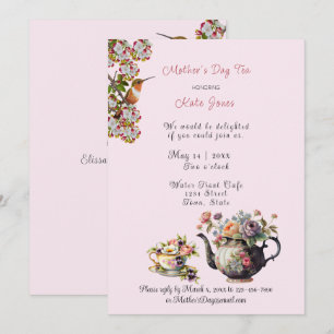 Invitación Tetera y teacup de la tetera acuarela del té del d