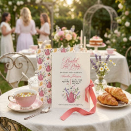 Invitación Teterita Rosa Caprichosa Fiesta de Té Nupcial de F