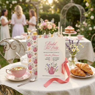 Invitación Teterita Rosa Caprichosa Fiesta de Té Nupcial de F