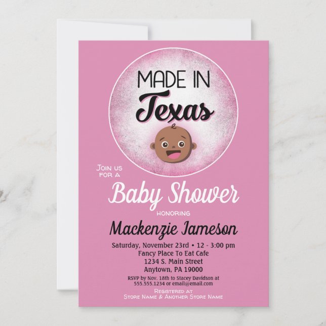 Invitación Texas Baby Shower African American Black Baby (Anverso)