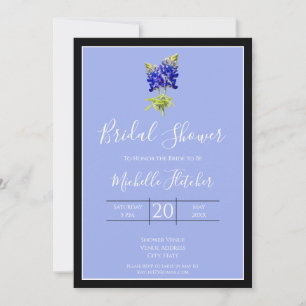 Invitación Texas Bluebonnets sobre el azul de la pizarra, la