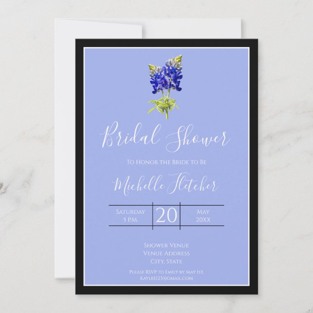 Invitación Texas Bluebonnets sobre el azul de la pizarra, la  (Anverso)