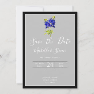 Invitación Texas Bluebonnets sobre el gris claro, primavera y