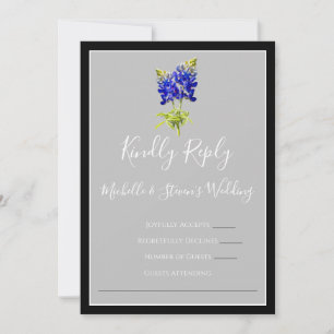 Invitación Texas Bluebonnets sobre el gris claro, RSVP de pri
