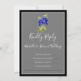 Invitación Texas Bluebonnets sobre el gris oscuro, RSVP de pr