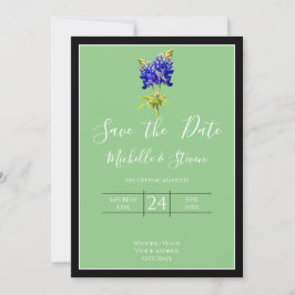 Invitación Texas Bluebonnets sobre el sabio, primavera y fech