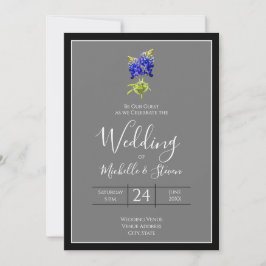 Invitación Texas Bluebonnets sobre gris oscuro, boda de prima