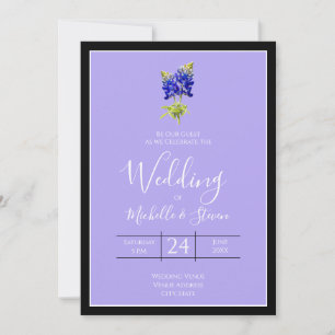 Invitación Texas Bluebonnets sobre Lavanda, boda de primavera