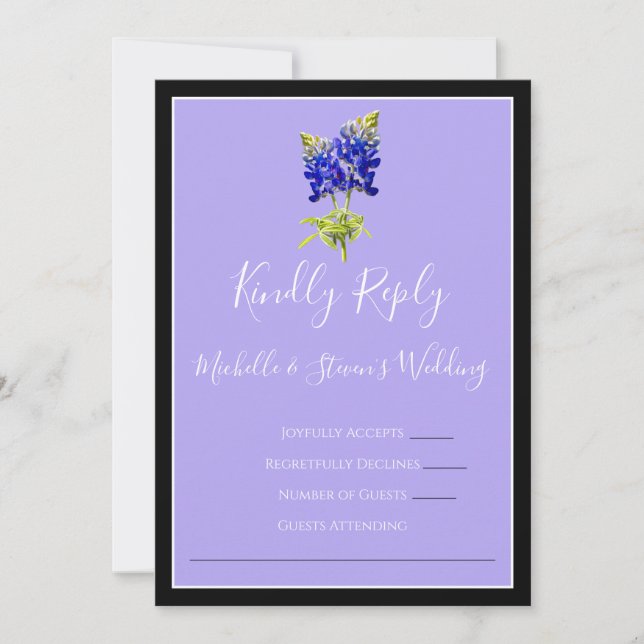 Invitación Texas Bluebonnets sobre Lavanda, Primavera RSVP (Anverso)
