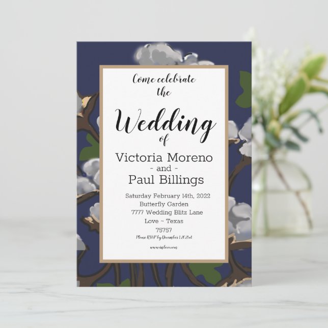 Invitación Texas Cotton Bundle/ Blue (Anverso de pie)