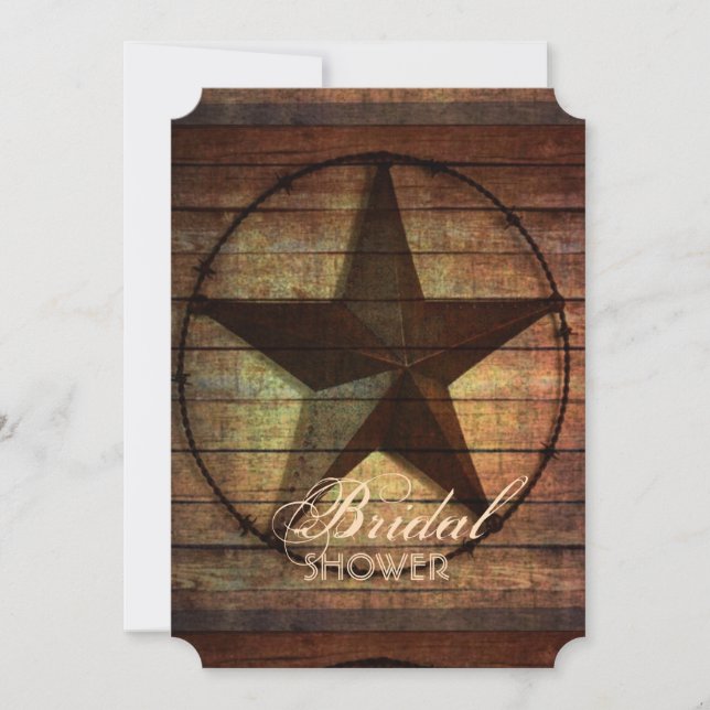 Invitación texas de madera de grano rústico estrella ducha de (Anverso)