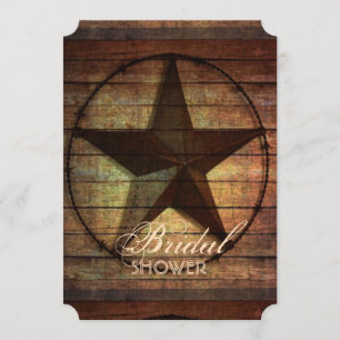 Invitación texas de madera de grano rústico estrella ducha de
