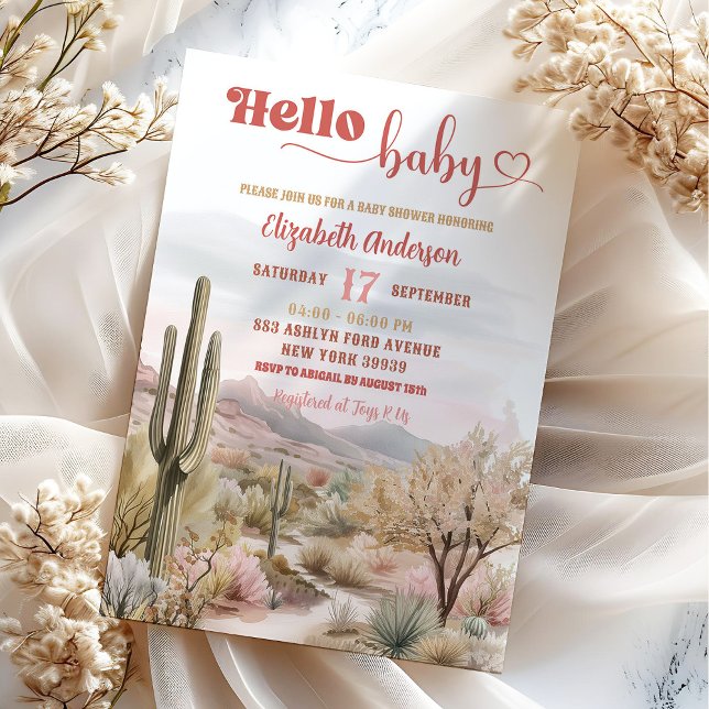 Invitación Texas Desert Baby Shower Hello Baby (Subido por el creador)