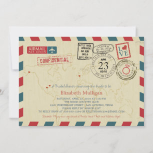 Invitación TEXAS World Traveller Airmail   Bridal Shower