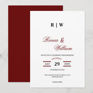 Invitación Texto caligráfico tradicional en Invita rojo borgo
