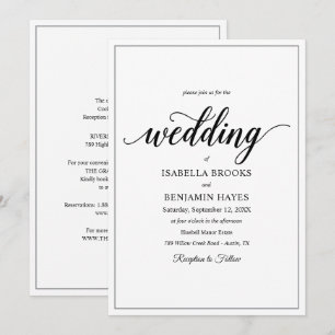 Invitación Texto Clásico Negro Negrita Blanco Minimalista Bod