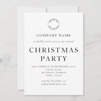 Invitación Texto corporativo simple Navidades blancos negros