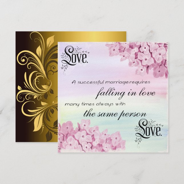 Invitación Texto de cita Caligrafía y flores Marco de natural (Anverso / Reverso)