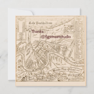 Invitación Texto de edición del Mapa de Nueva Orleans Antiguo