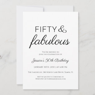 Invitación Texto de guión Fifty and Fabulous Fiesta de cumple