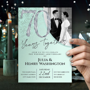 Invitación Texto de textura de diamante 70 aniversario de bod
