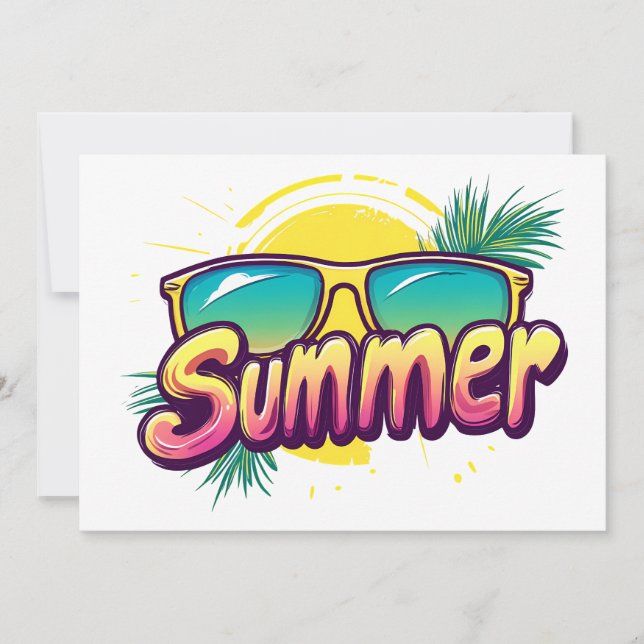 Invitación Texto de verano - Diseño de gafas de sol de verano (Anverso)