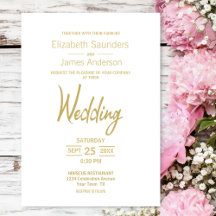 Texto Dorado Elegante Boda Blanca