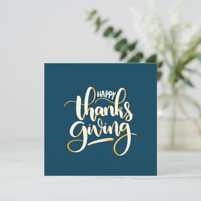 Invitación Texto elegante Feliz Día de Acción de Gracias con  (Anverso de pie)