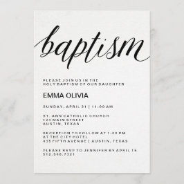 Invitación Texto elegante moderno del bautismo en el papel de