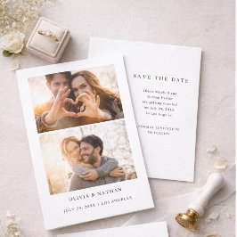 Invitación Texto elegante simple y 2 fotos | Boda