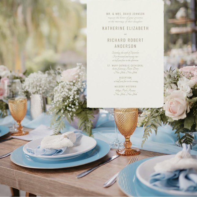 Invitación Texto formal de oro crema Dos padres de novia (Subido por el creador)