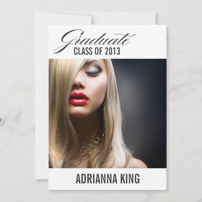 Invitación Texto graduado del gris de carbón de leña de la (Anverso)