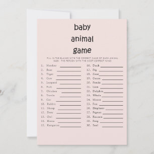Invitación Texto lindo Baby Shower Juego de animales bebé ros
