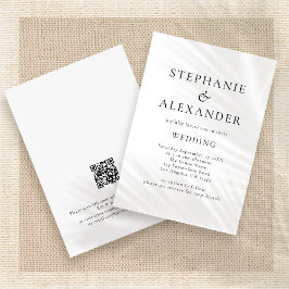 Invitación Texto minimalista Código QR Cualquier Boda de colo