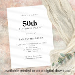 Invitación Texto minimalista Cualquier color Fiesta de cumple<br><div class="desc">Texto minimalista Cualquier color Fiesta de cumpleaños número 50. Totalmente personalizable. Personalice fácilmente el texto y cambie el tipo de letra y los colores de fondo si lo desea a través de la opción de edición adicional.</div>
