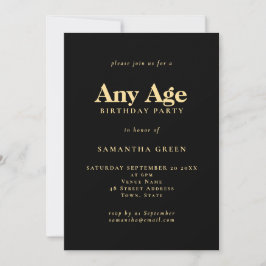 Invitación Texto minimalista Cualquier Edad Nacimiento de Oro