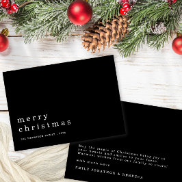Invitación Texto minimalista Negro Blanco Feliz Navidad