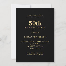 Invitación Texto minimalista Oro Negro Fiesta de cumpleaños 5