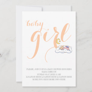 Invitación Texto mínimo del durmiente de la ducha de la niña