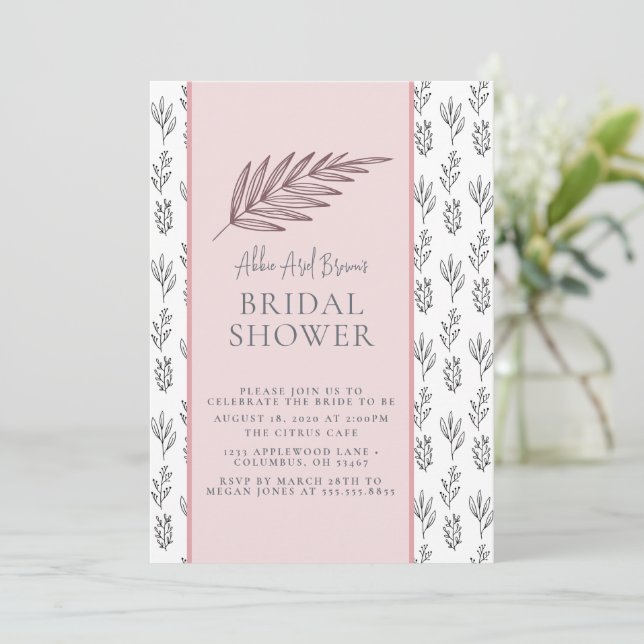 Invitación Texto mínimo Rosy Rubor Script Shower (Anverso de pie)
