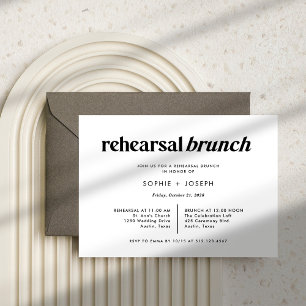 Invitación Texto moderno   Brunch de ensayo en blanco y negro